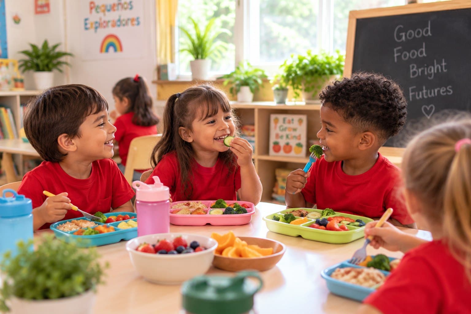 Students enjoying healthy meals at Little Explorers Academy
